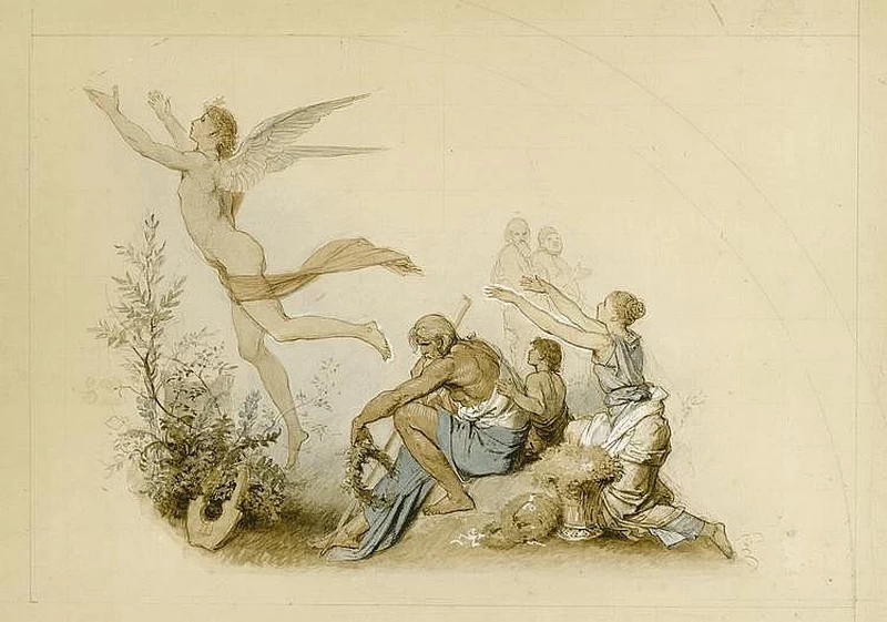 Eduard Bendemann - Progetto per un affresco con Apollo in volo